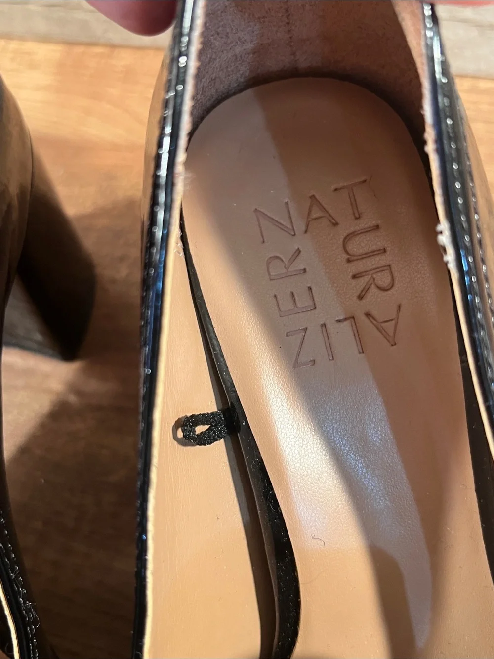 Naturalizer Wynrie Black Patent Leather Heeled Loafer Bit Pumps